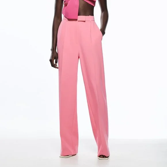 ZARA PINK WIDE LEG MENSWEAR PANTS - Picture 8 of 10